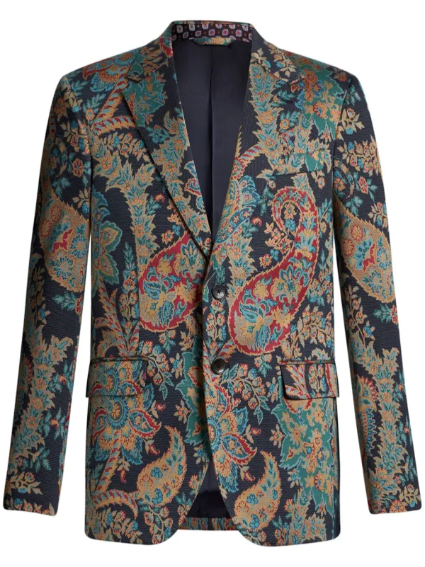 ETRO Floral paisley-jacquard single-breasted Blazer | Blue ETRO Floral paisley-jacquard single-breasted Blazer | Blue