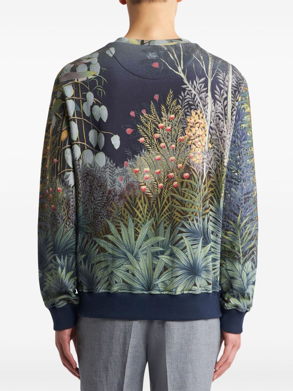 Shop Etro Graphic-print Crew-neck Sweatshirt In Blue