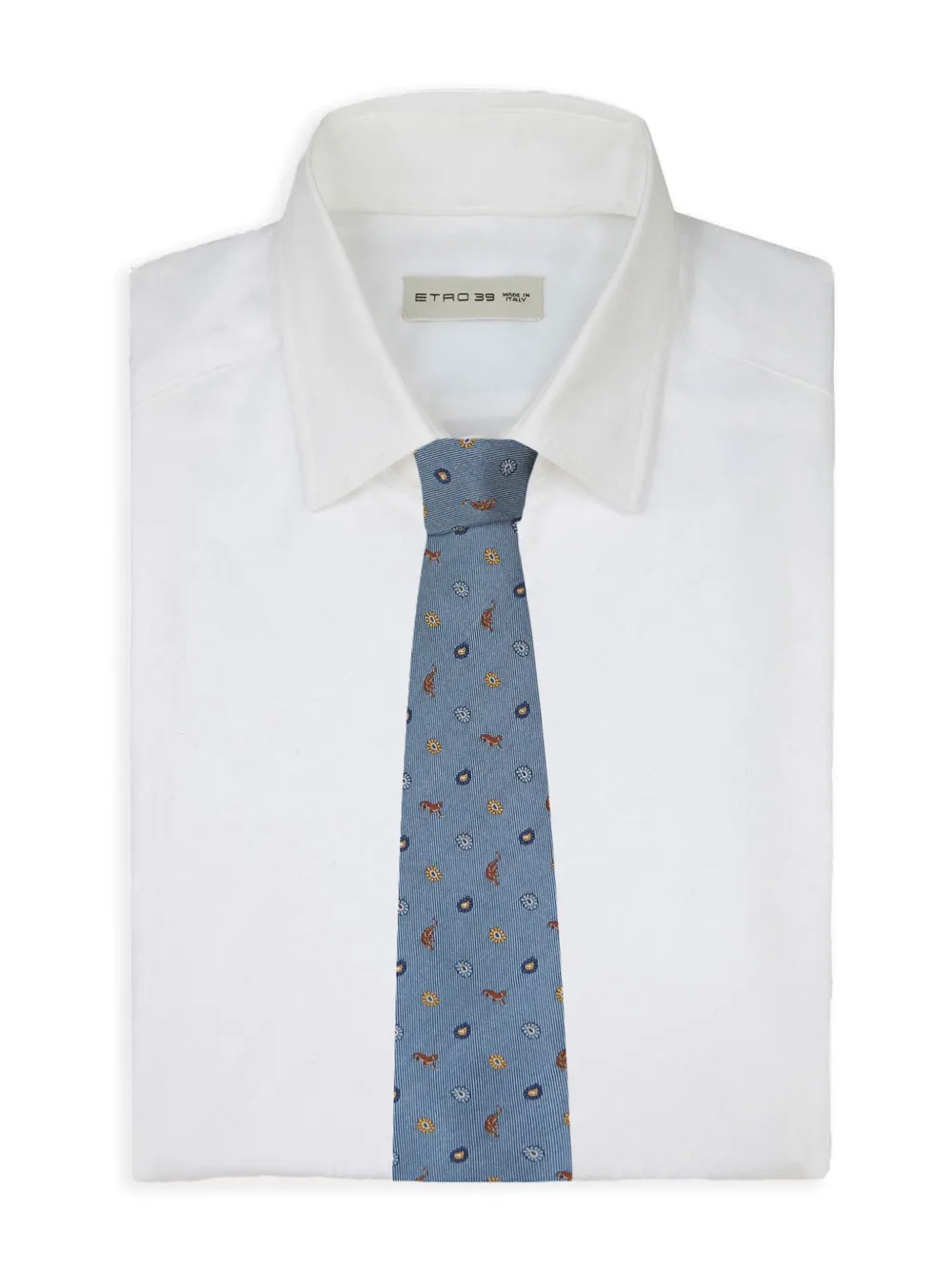 Shop Etro Patterned-jacquard Silk Tie In Blue