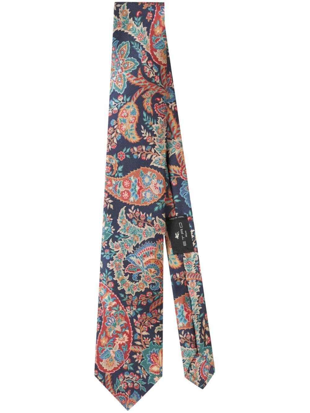Etro Floral Print Silk Tie In Blue