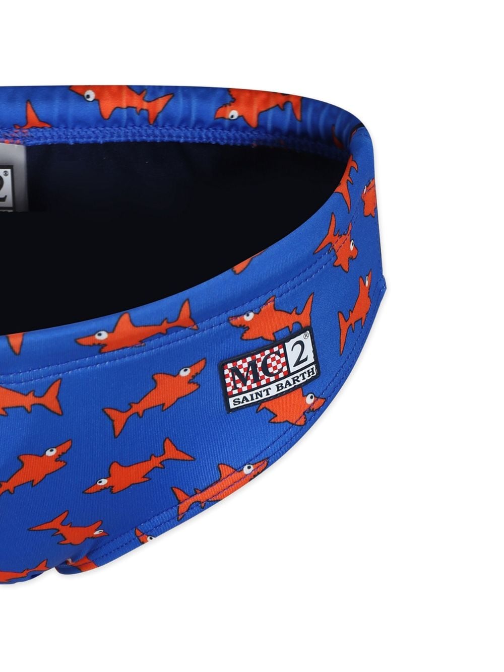 Shop Mc2 Saint Barth Shark-print Swim Trunks In Blue