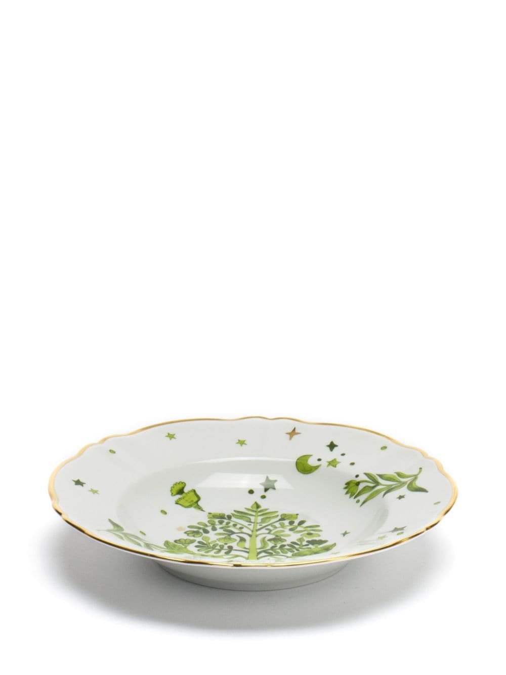 Shop Bitossi Home Floreal Porcelain Deep Plate (23cm) In Green