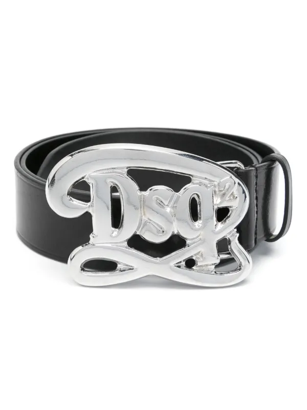 DSQUARED2 ロゴバックル レザーベルト | ブラック | FARFETCH JP