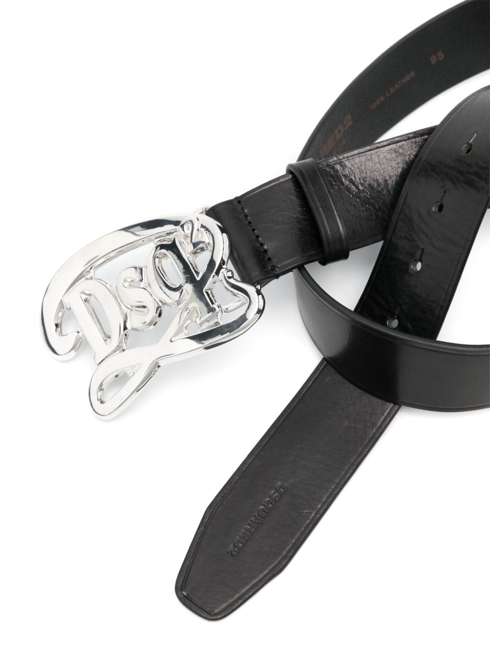 Dsquared2 logo-buckle leather belt - Zwart