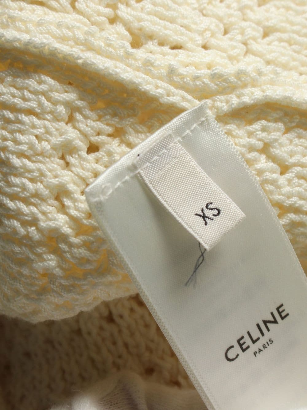 Pre-owned Celine 2010s Open Knit Mock Neck Jumper In White