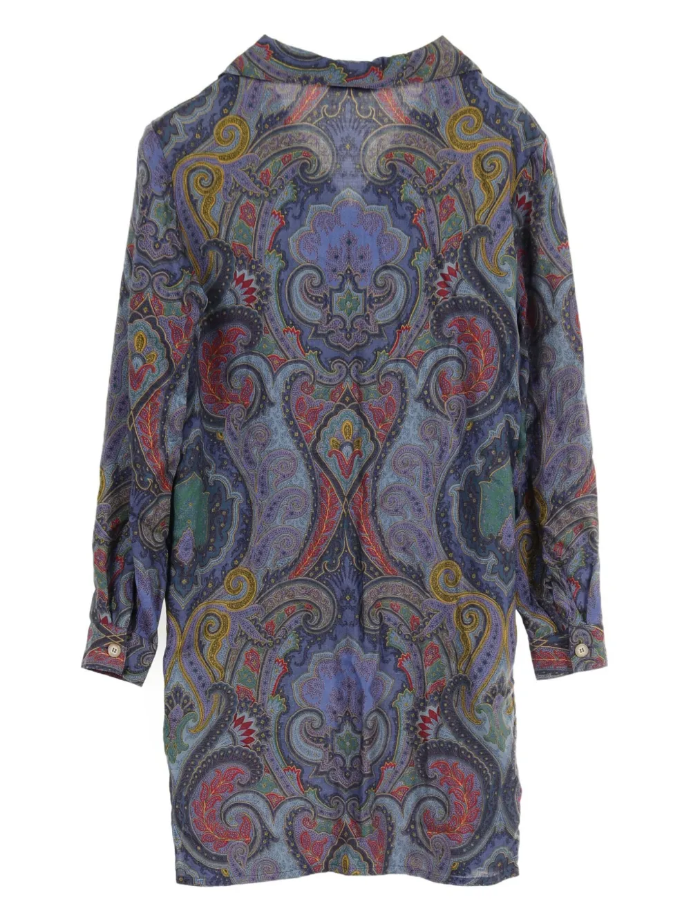 Pre-owned Etro 2000s Paisley-print Wool Dress In Blue