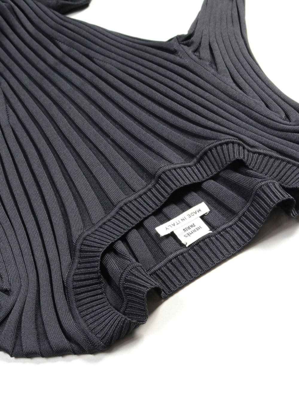 Pre-owned Hermes 2000s Long-sleeved Ribbed Silk Dress In Black