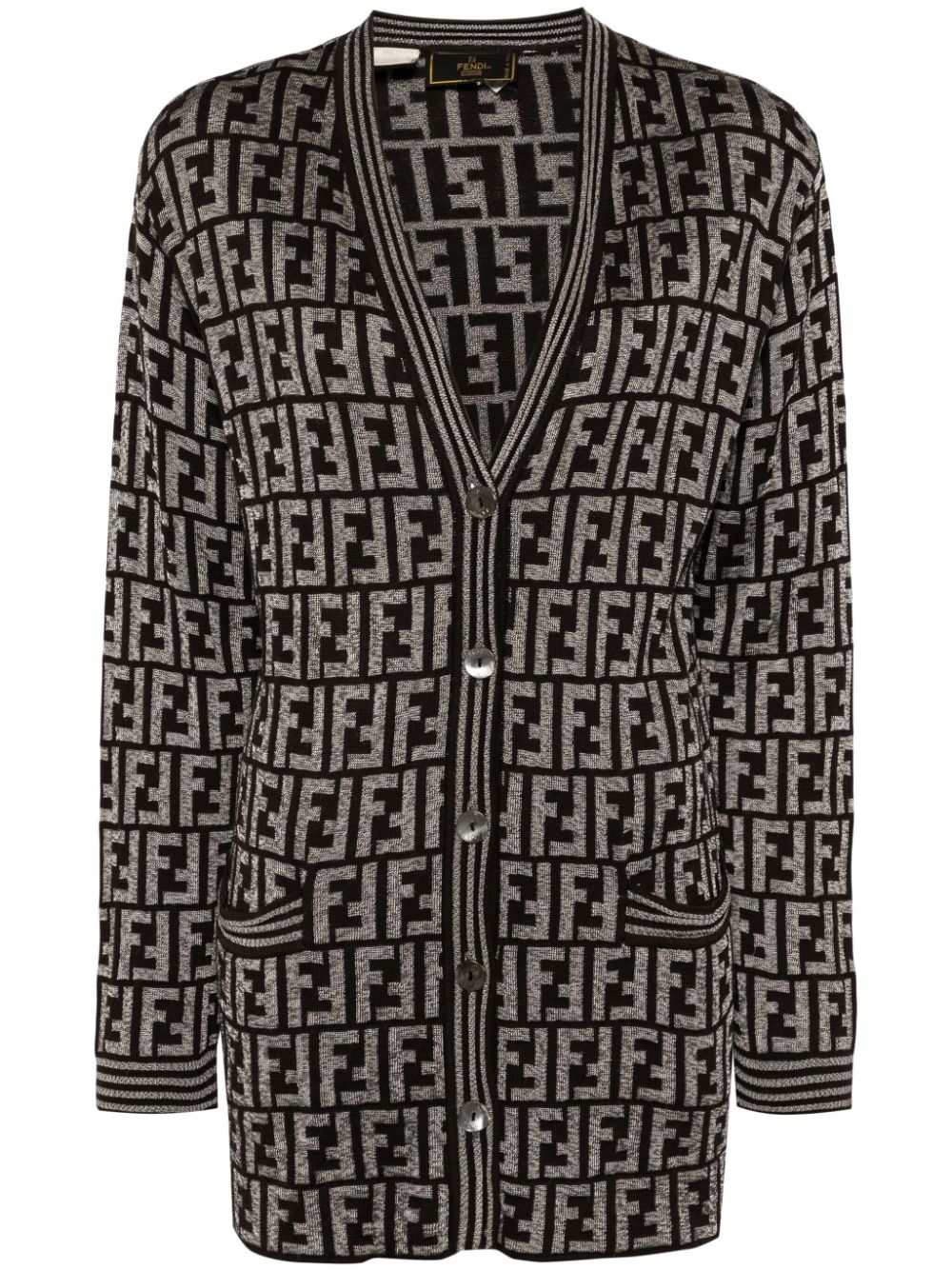 Pre-owned Fendi Zucca Knitted Cardigan In Brown
