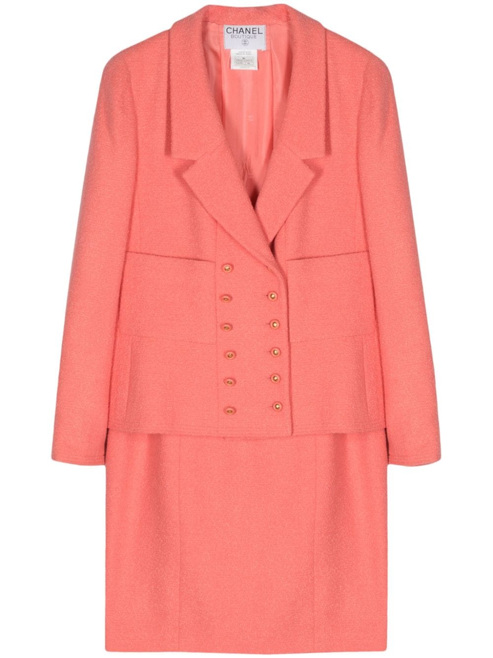 Pre-owned Chanel 1996 Double-breasted Skirt Suit In Pink