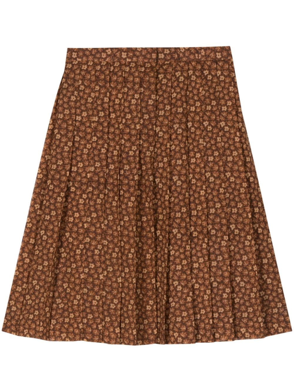 Pre-owned Dior Floral-print Pleated Skirt In Brown