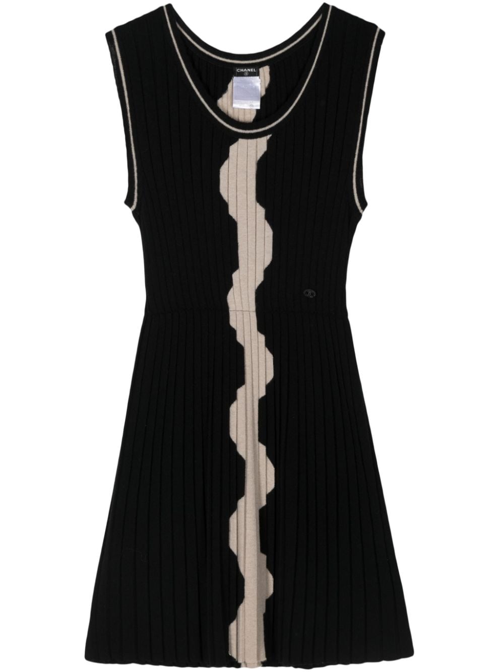 Pre-owned Chanel 2000s Pleated Cashmere Dress In Black