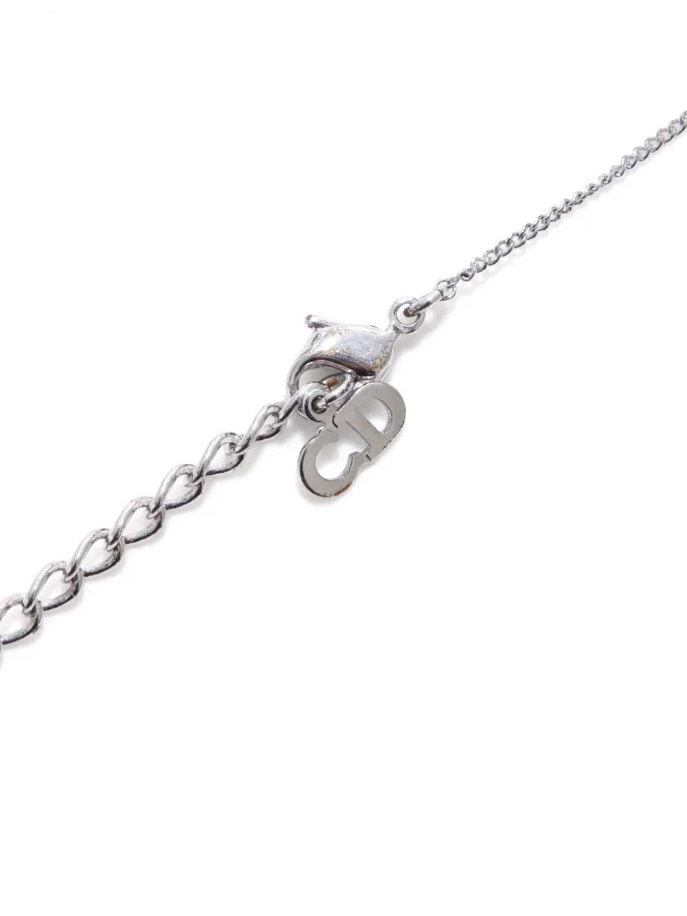 Pre-owned Dior Logo Pendant Necklace In Silver