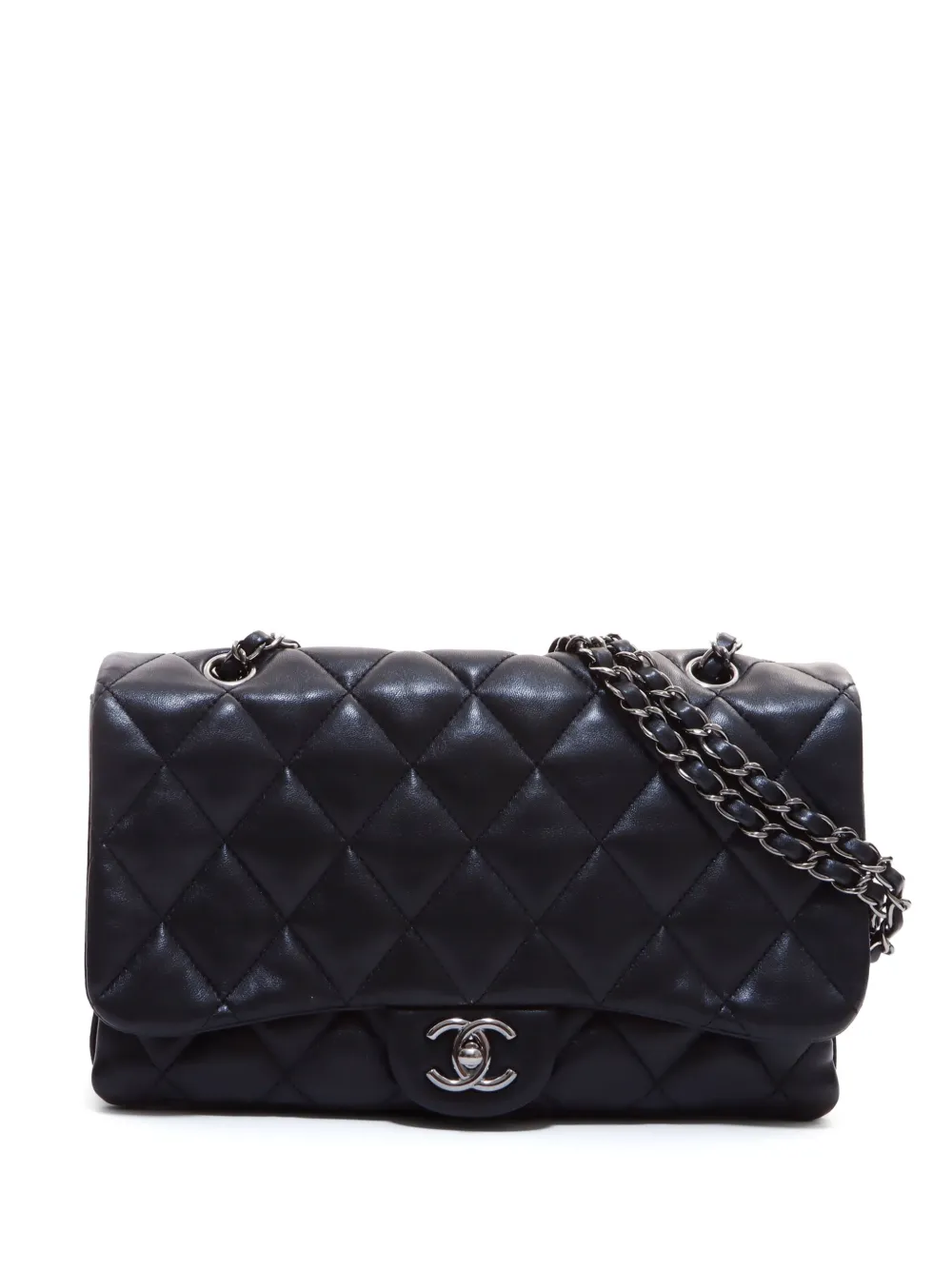 Pre-owned Chanel 2013-2014 Diamond-quilted Shoulder Bag In Black