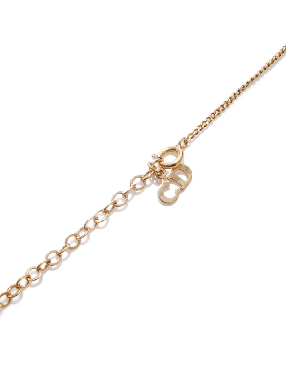 Pre-owned Dior Rhinestone-embellished Chain Necklace In Gold