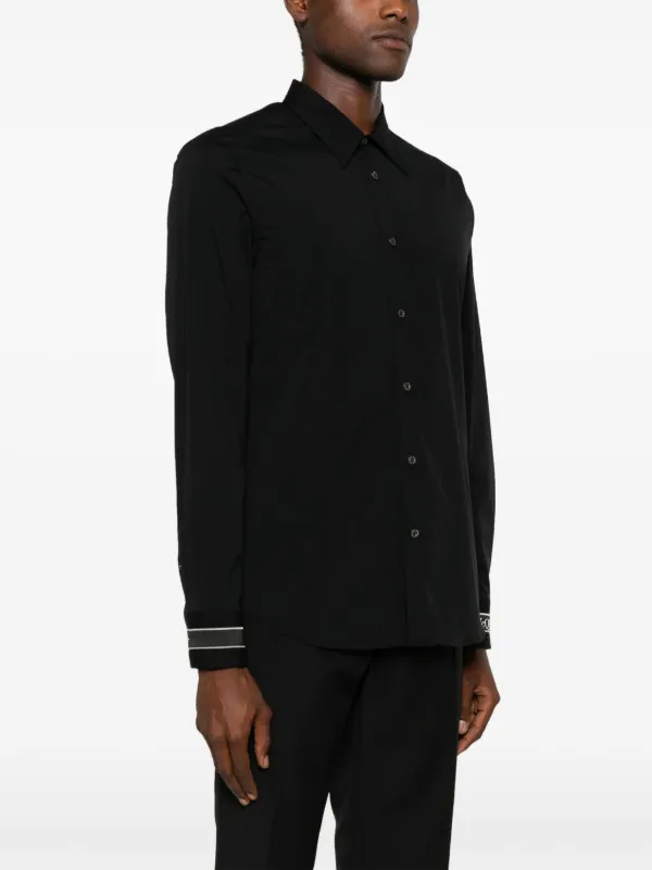 Alexander McQueen logo-strap Cotton Shirt | Black | FARFETCH