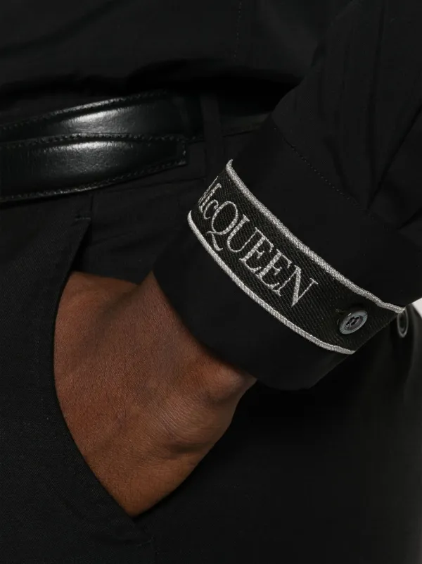 Alexander McQueen logo-strap Cotton Shirt | Black | FARFETCH