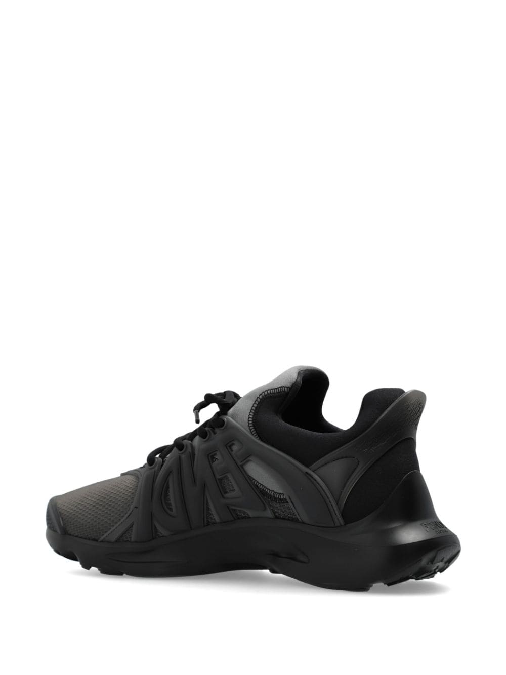 Shop Fendi Tag Lace-up Panelled Sneakers In Black
