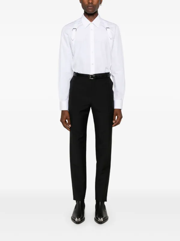 Alexander McQueen White Cotton Stud Detailed Button on sale Front Shirt