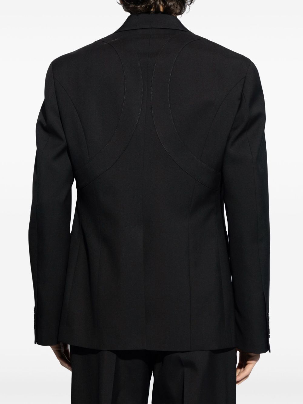 Shop Alexander Mcqueen Harness Single-breasted Wool Blazer In Black