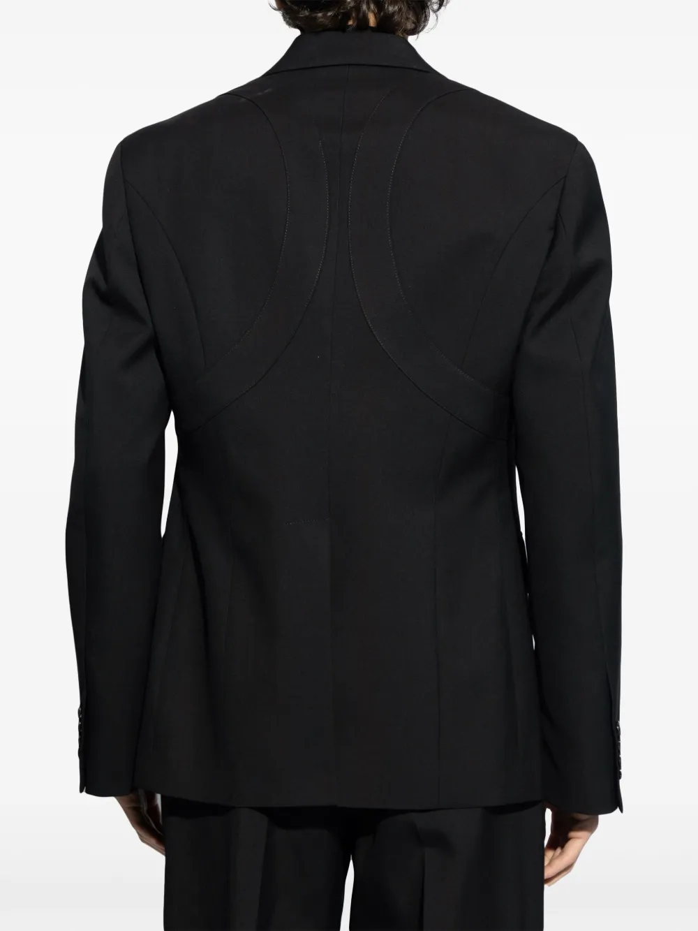 Shop Alexander Mcqueen Harness Single-breasted Wool Blazer In Black