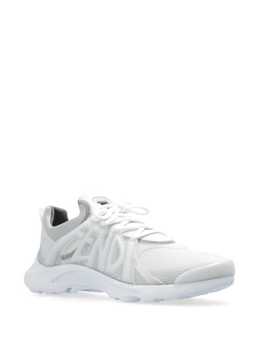 Shop Fendi Tag Lace-up Panelled Sneakers In White