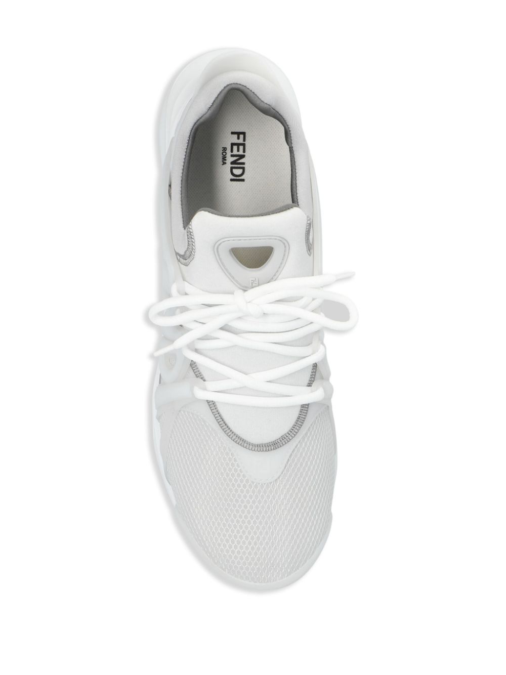 Shop Fendi Tag Lace-up Panelled Sneakers In White