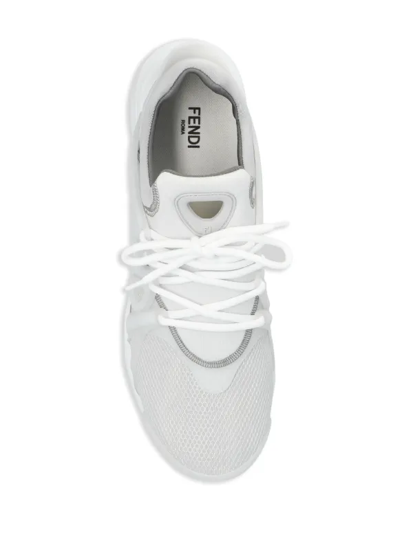 FENDI Tag lace-up Panelled Sneakers | White | FARFETCH