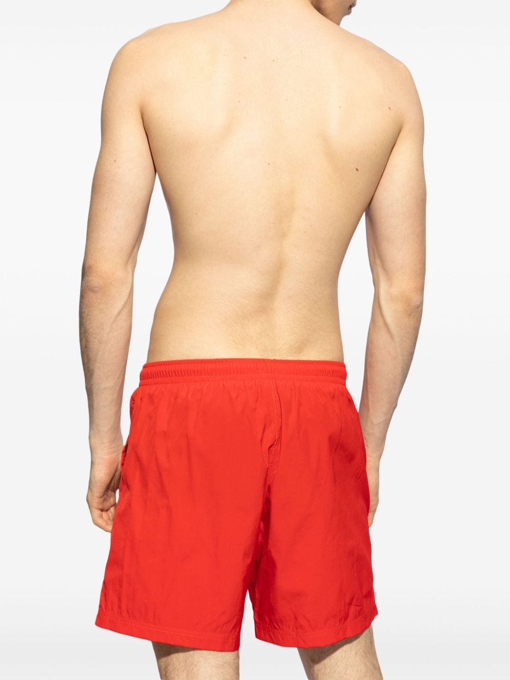 Shop Alexander Mcqueen Logo-print Swim Shorts In Red