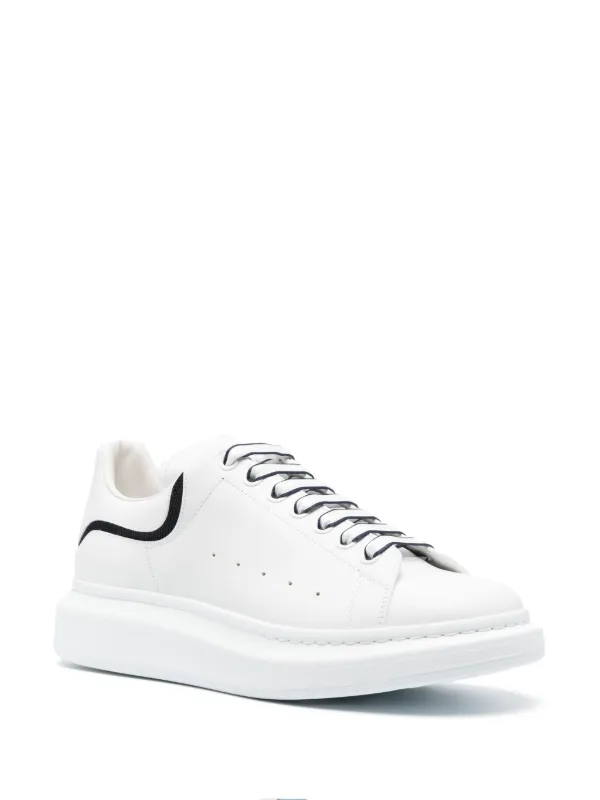 Alexander McQueen Oversized lace up Leather Sneakers White FARFETCH CA