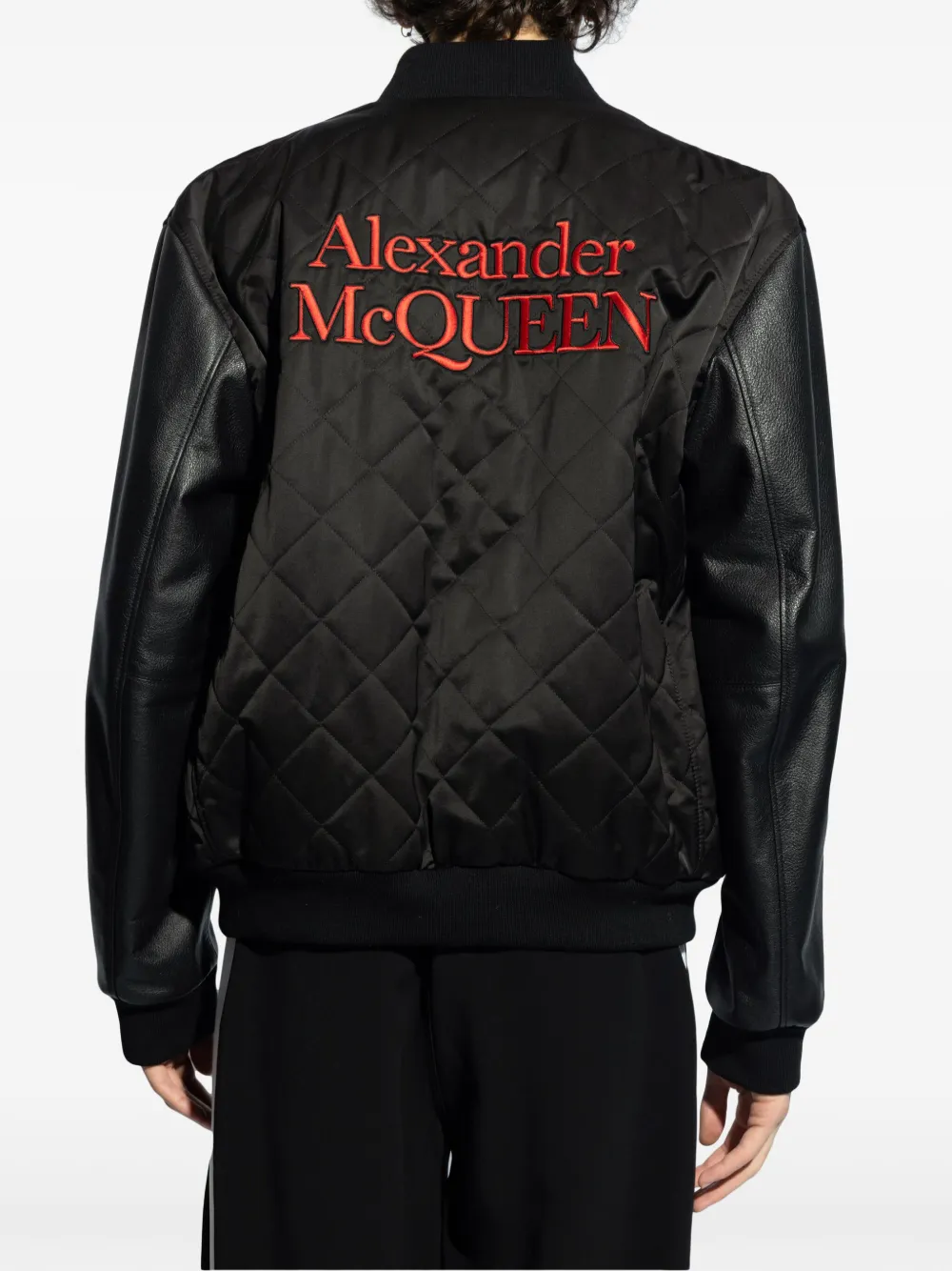 Alexander McQueen Bomberjack met geborduurd logo Zwart
