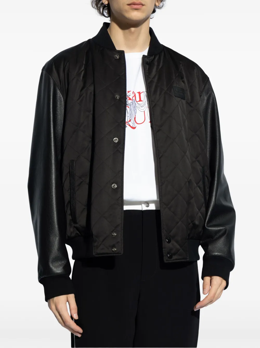 Alexander McQueen Bomberjack met geborduurd logo Zwart