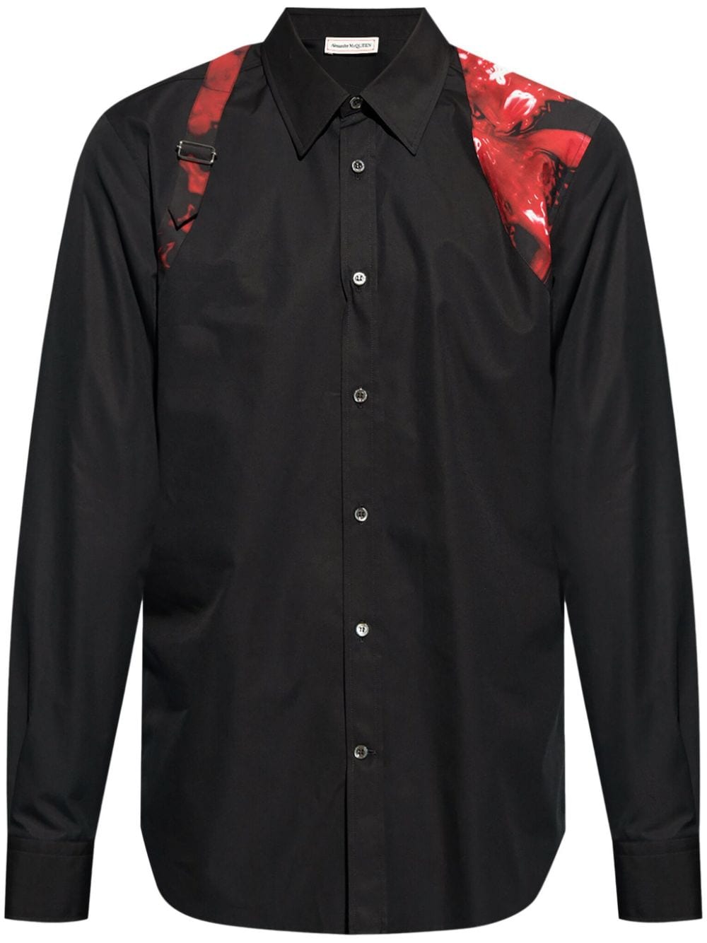 Shop Alexander Mcqueen Harness Cotton Poplin Shirt In Black