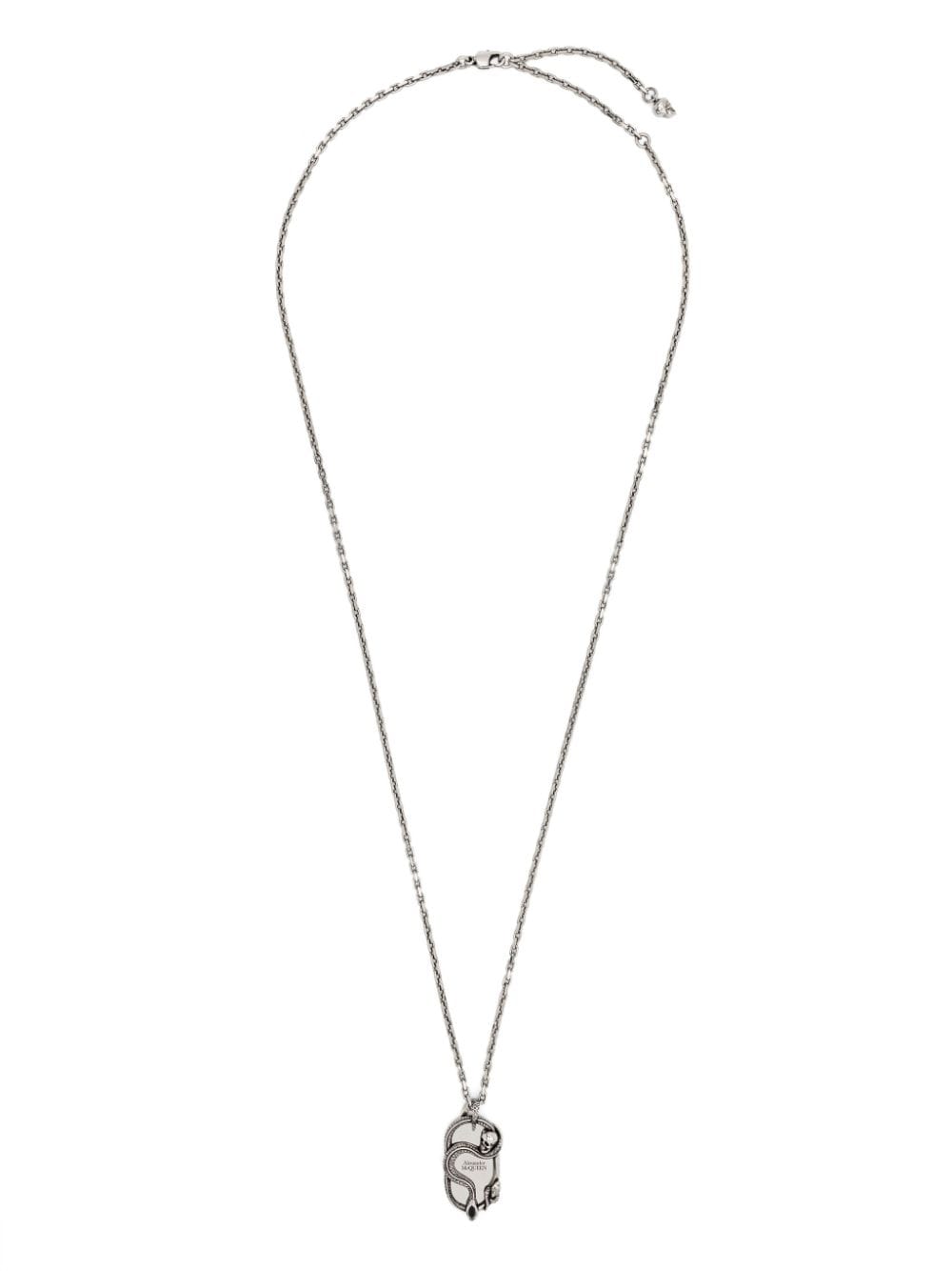 Alexander McQueen skull and snake pendant necklace - Argento