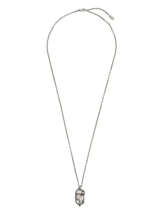 Alexander McQueen ◆ Snake Medal Pendant Necklace NEW $490 ALEXANDER MCQUEEN Silver Tone Brass SKULL SNAKE