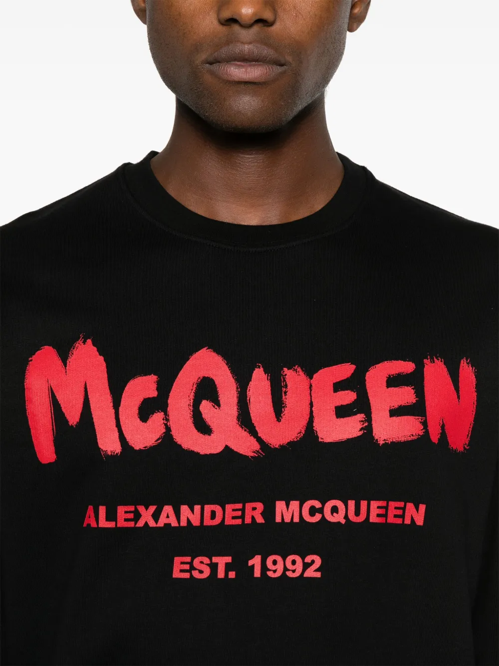 Alexander McQueen logo print Cotton Sweatshirt Black FARFETCH PT