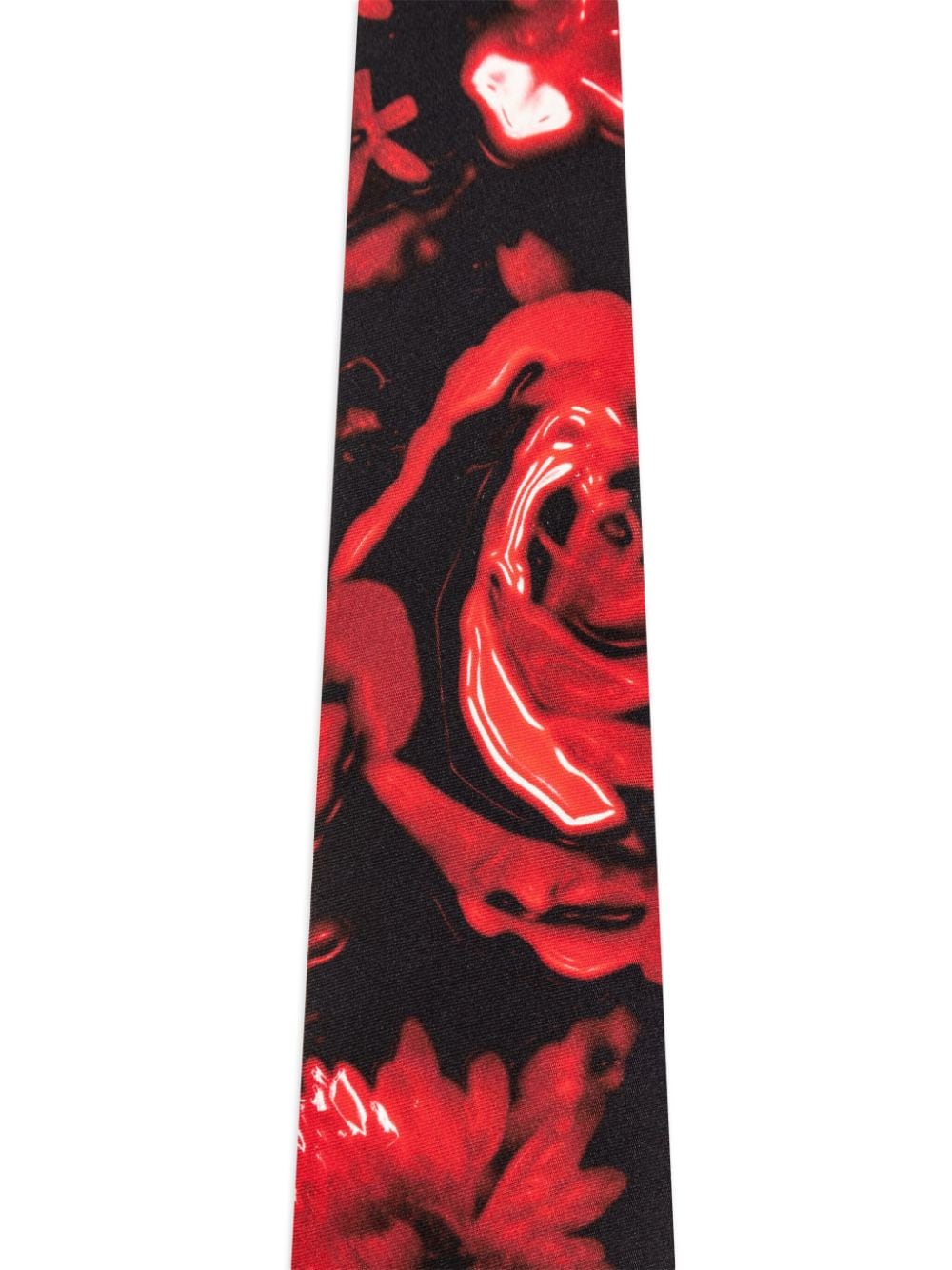 Shop Alexander Mcqueen Floral Print Silk Tie In Red