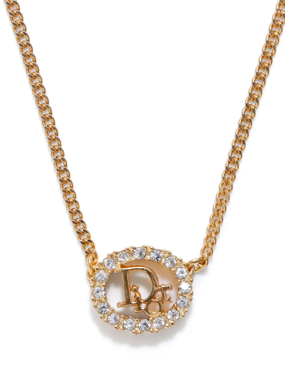 Christian Dior Pre-Owned Halsketting met hanger verfraaid met stras - Goud