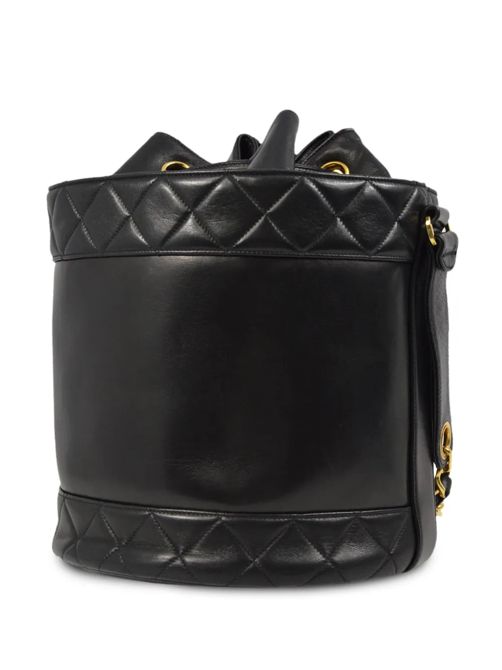 Pre-owned Chanel 1990 Cc Bucket Bag In Black