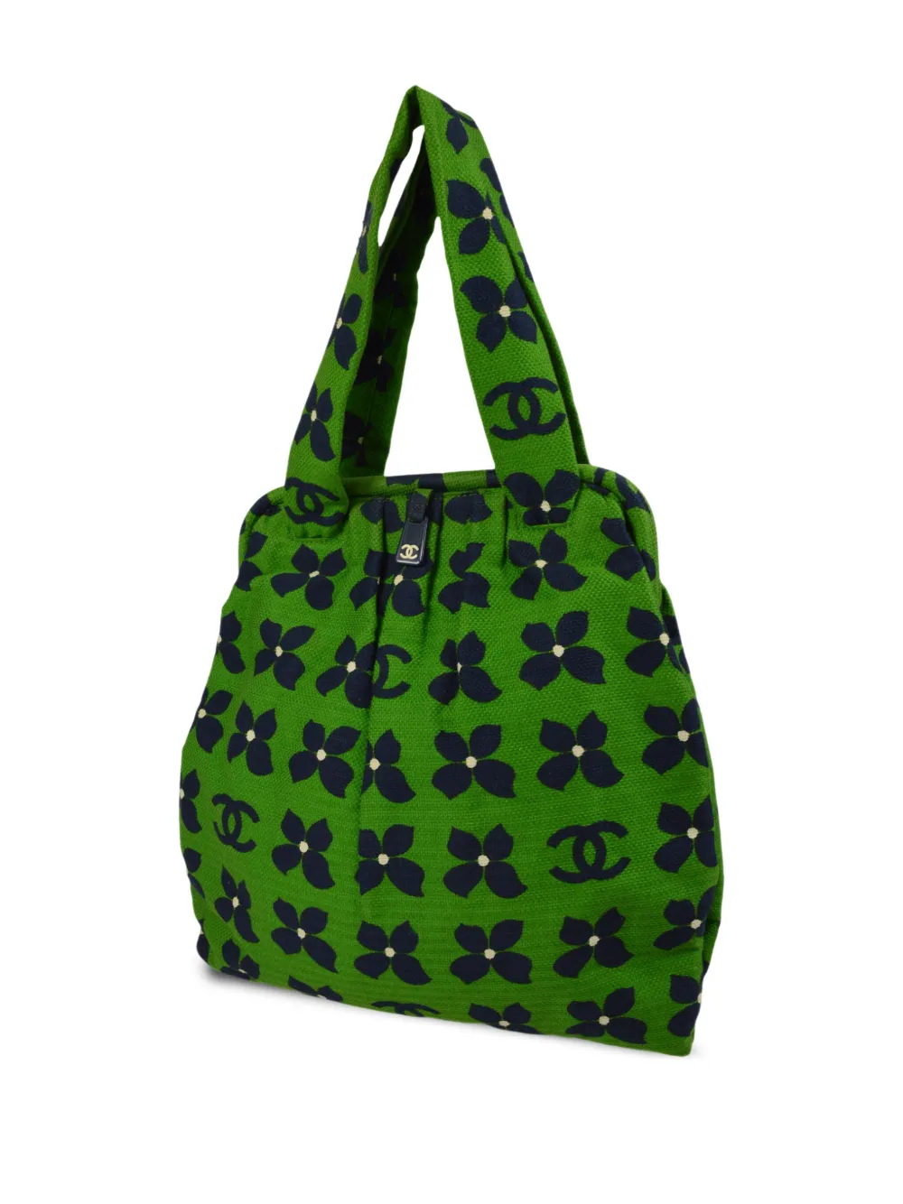 CHANEL Pre-Owned 2002 CC handtas met bloemen jacquard - Groen