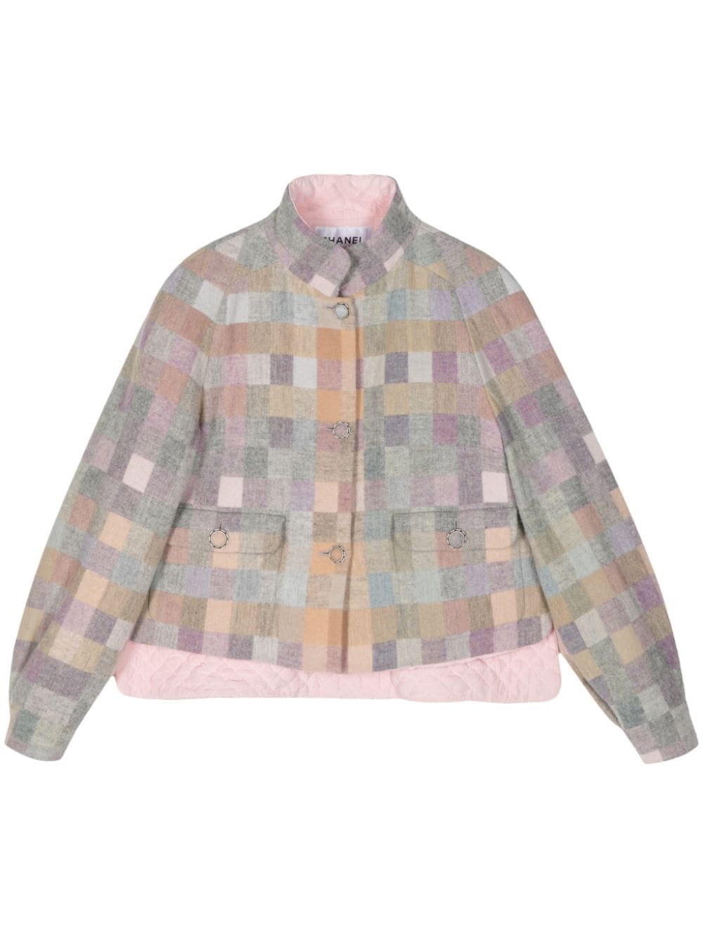 Pre-owned Chanel 2000 Checked Wool Jacket In Pink