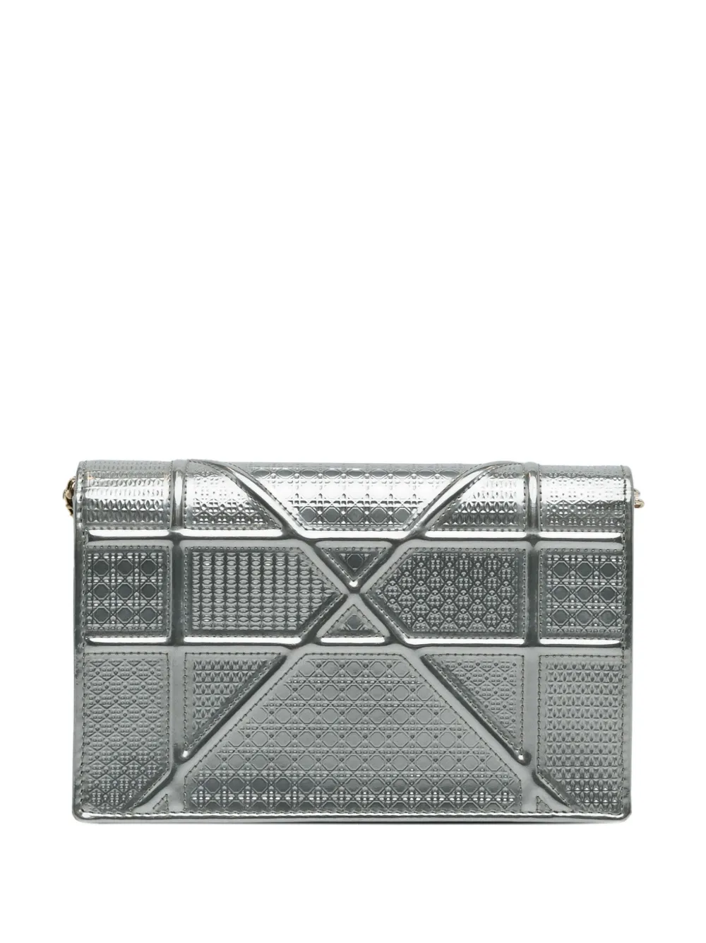 Christian Dior Pre-Owned 2017 Patent Microcannage Diorama Wallet on Chain crossbody bag - Zilver