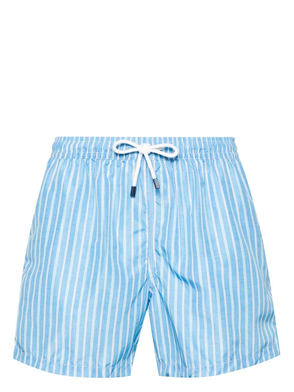 Fedeli Madeira Striped Swim Shorts In Blue