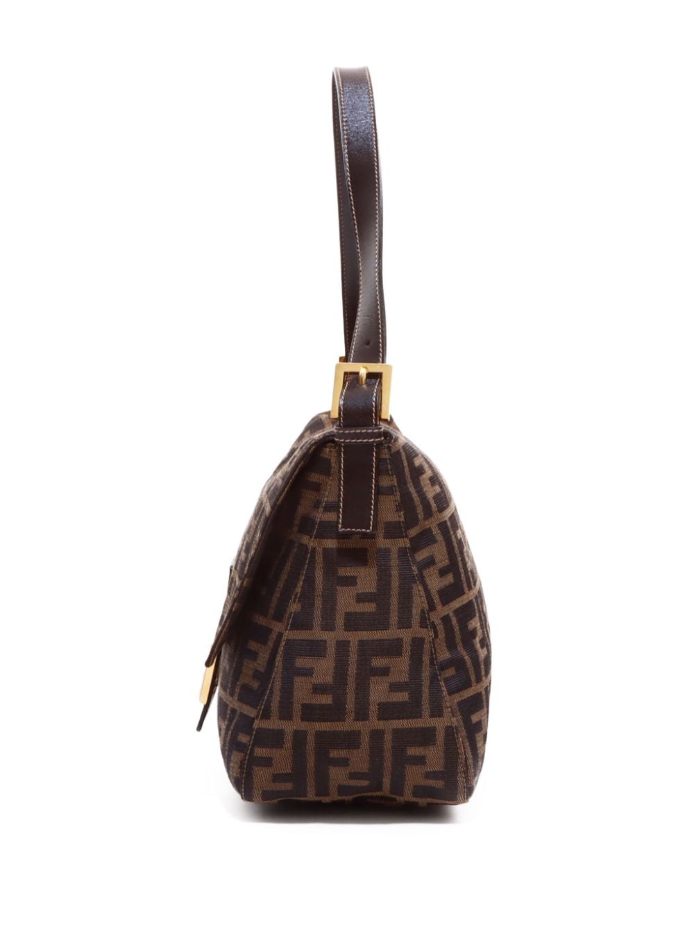Pre-owned Fendi Mamma Baguette Canvas Shoulder Bag In Brown