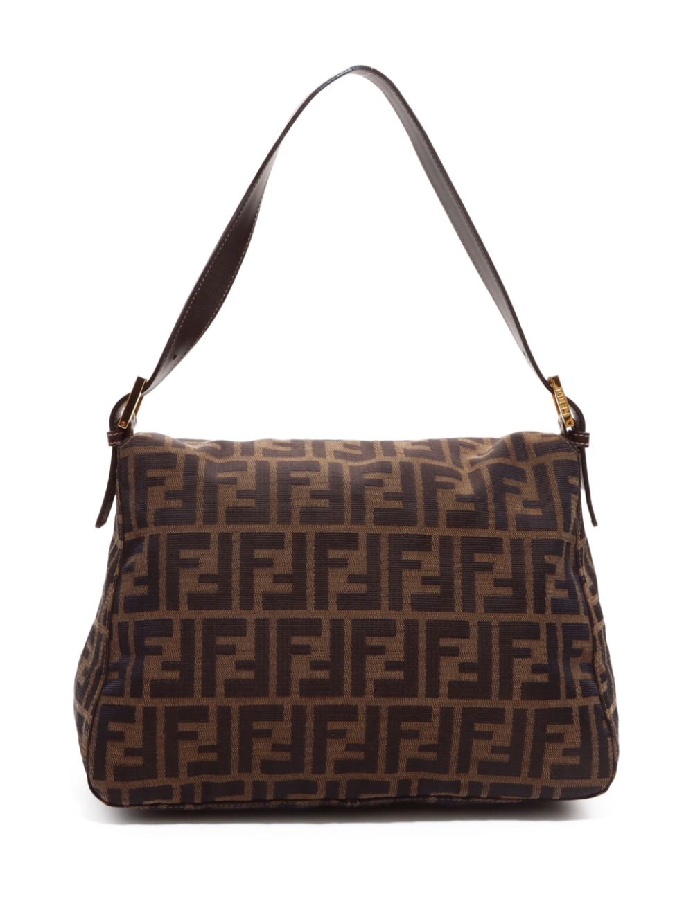 Pre-owned Fendi Mamma Baguette Canvas Shoulder Bag In Brown