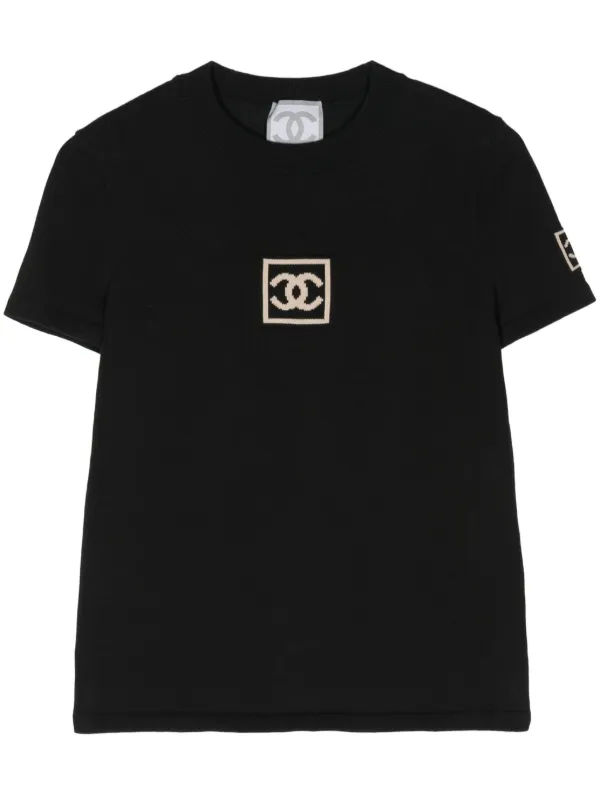 CHANEL Pre Owned Camiseta Con Logo CC En Intarsia 2003 Negro FARFETCH ES