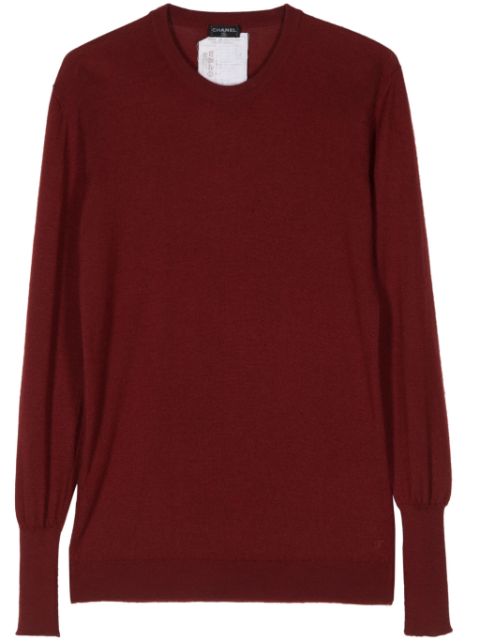 HOT SALE CHANEL 1990 crew-neck cashmere jumper Women