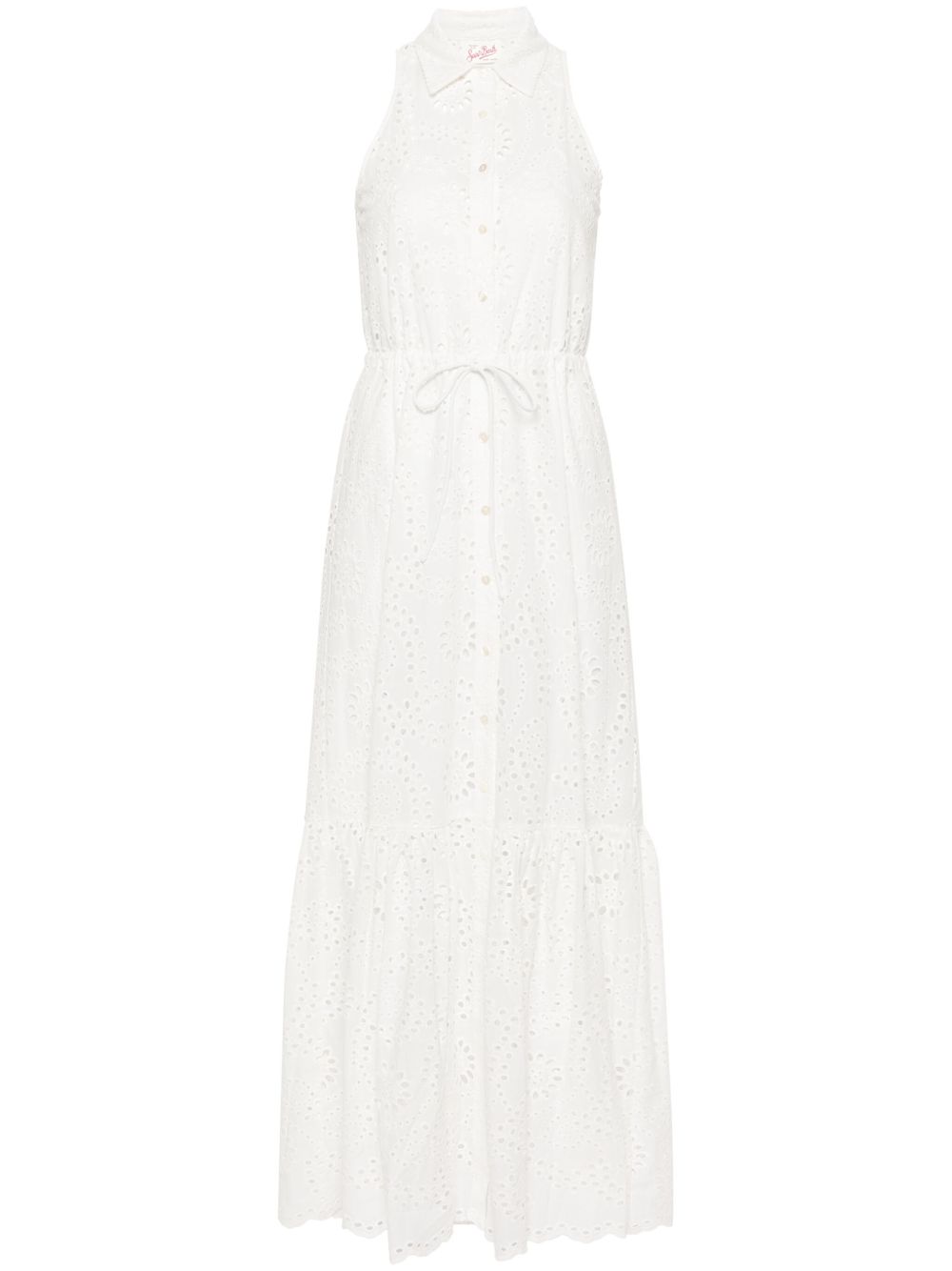 Shop Mc2 Saint Barth Ida Broderie-anglaise Maxi Dress In White