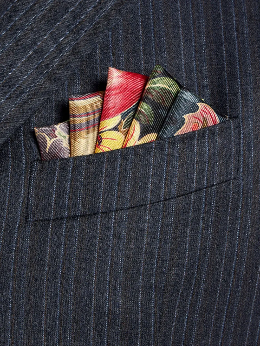 Shop Etro Graphic-print Silk Pocket Square In Blue