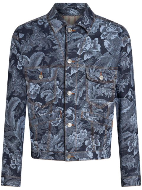 ETRO floral-jacquard denim jacket Men