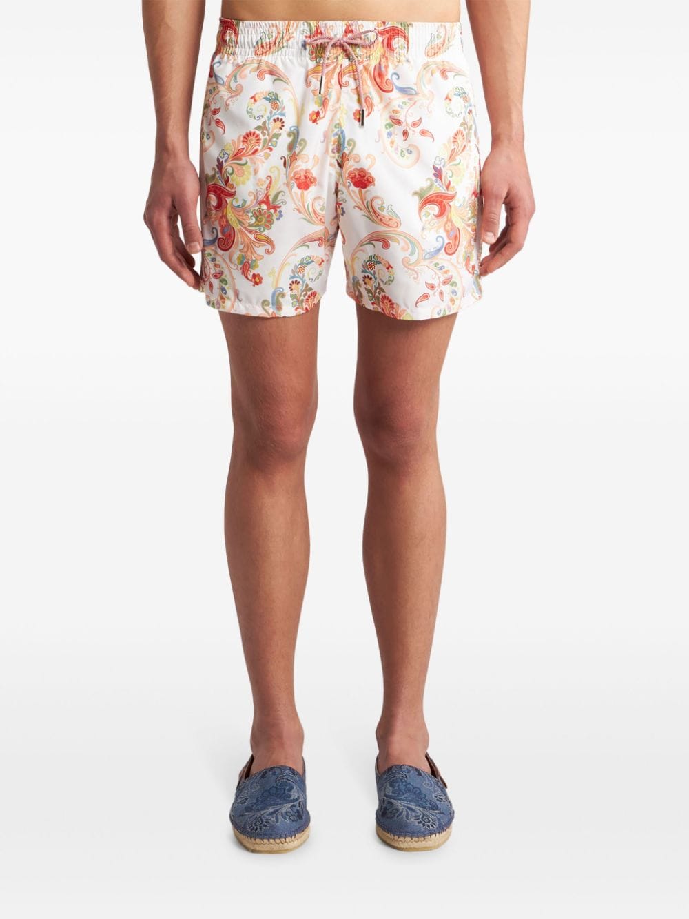 Shop Etro Paisley-print Swim Shorts In Weiss